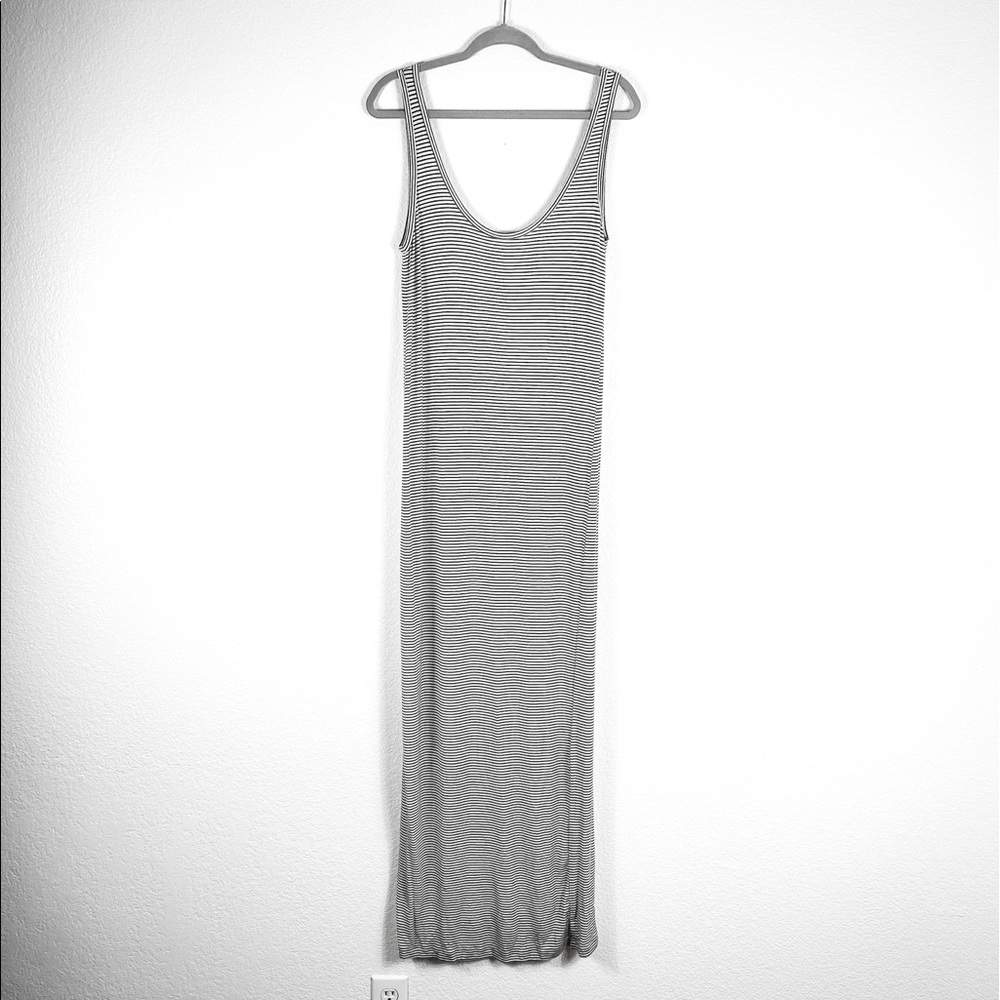 Women's Striped Scoop Neck Maxi Dress - Black And White- Small